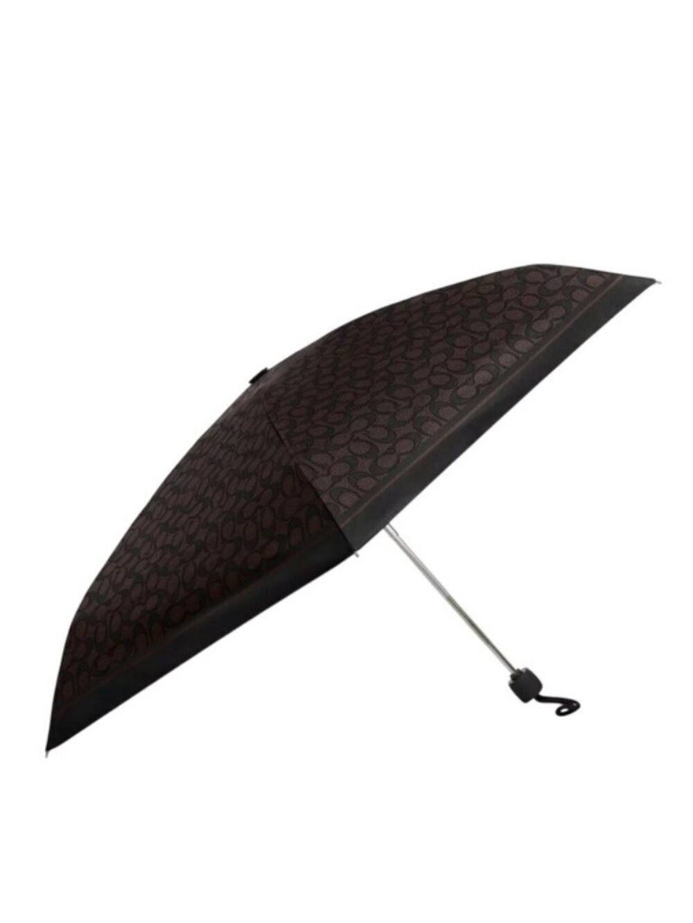Coach Uv Protection Mini Umbrella In Signature Print, SV/Walnut Black